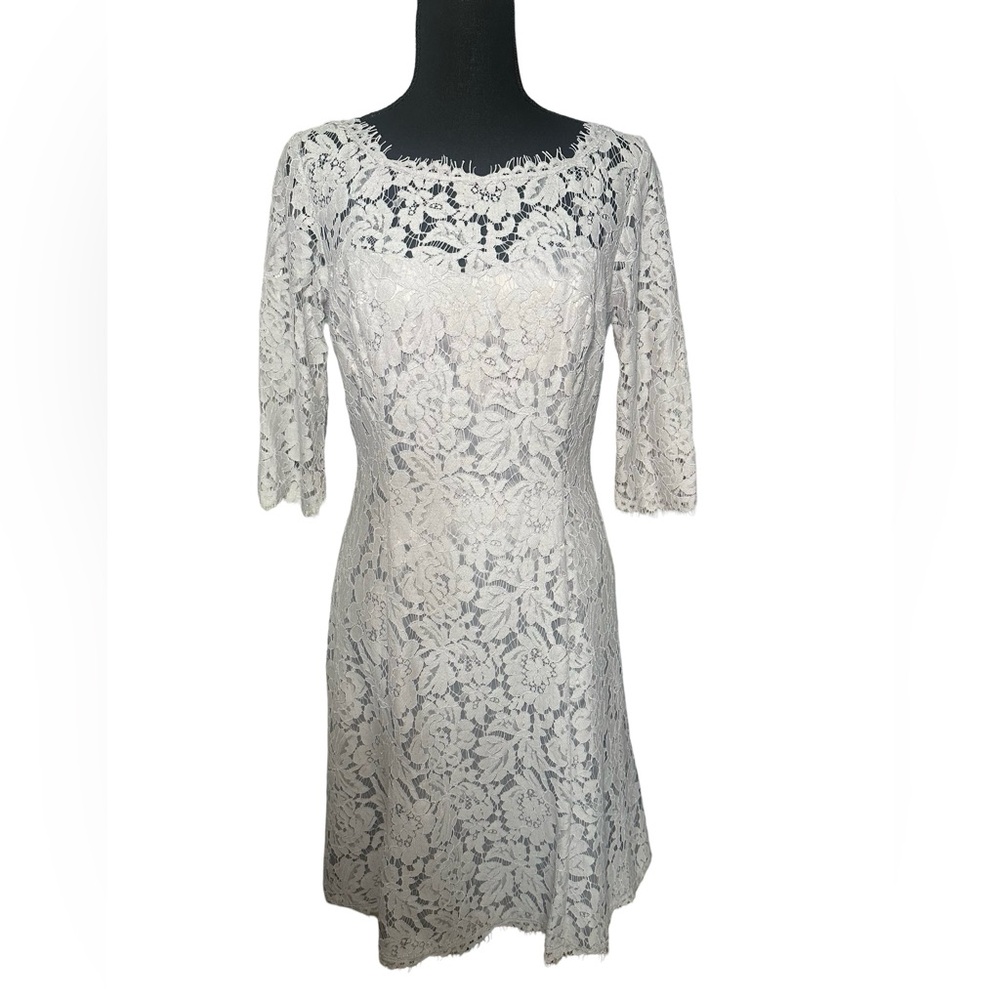Eliza J Grey Lace fit and flare dress size 4